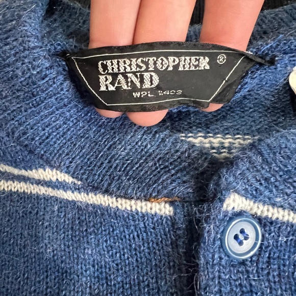 Vintage Christopher Rand Striped 3 Button Henley Knit Sweater - Picture 5 of 9